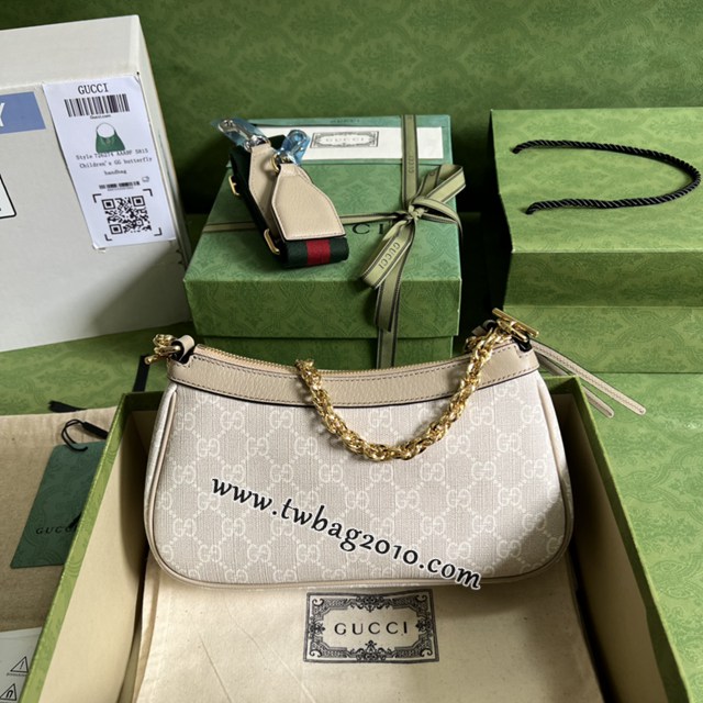 gucci專櫃新款手袋腋下包肩背袋 古馳Ophidia系列草莓吊墜小號手袋 jcp1561